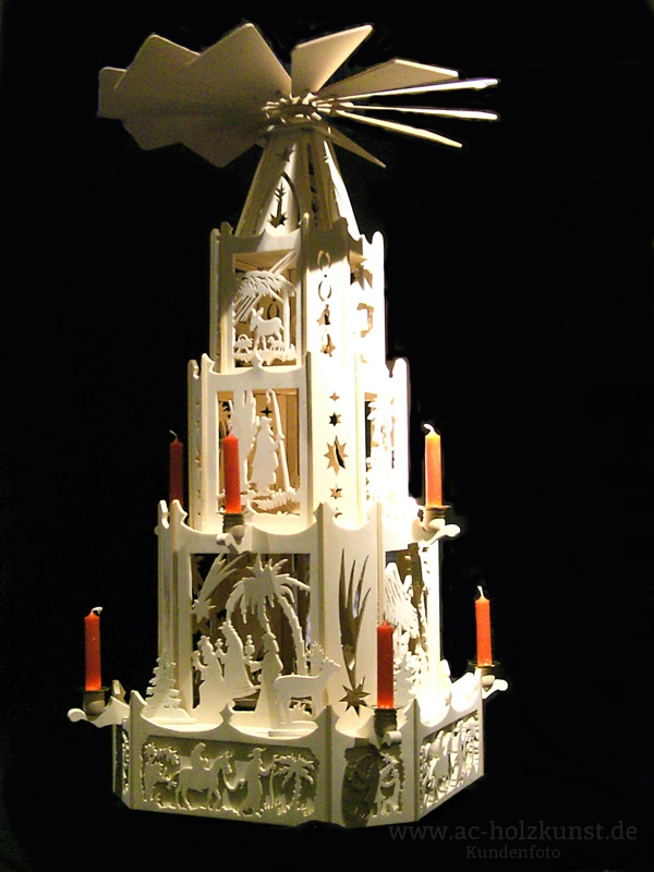 Laubsägearbeit Weihnachtspyramide Krippenpyramide