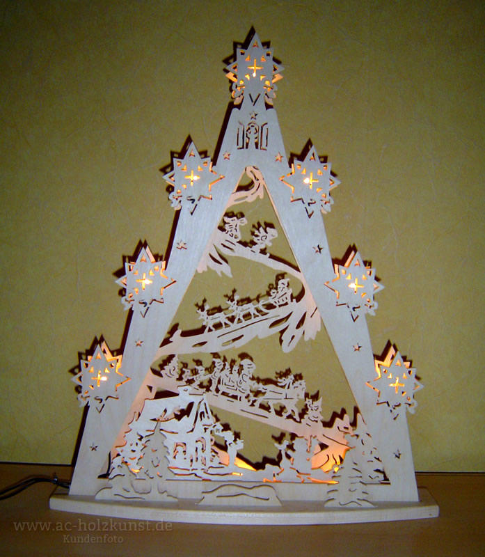 Laubsägearbeit Leuchter aus Birkensperrholz