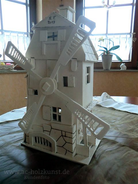 Laubsägen Windmühle Sandantrieb